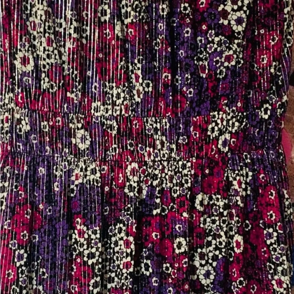 Michael Kors Dress 0X plus NWT Floral black purple pink designer V-Neck - Picture 7 of 10